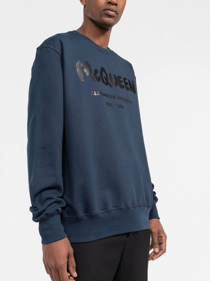 Alexander McQueen T-shirt met graffiti-print Blauw
