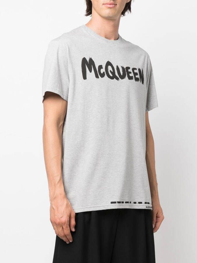 Alexander McQueen T-shirt met logoprint Grijs