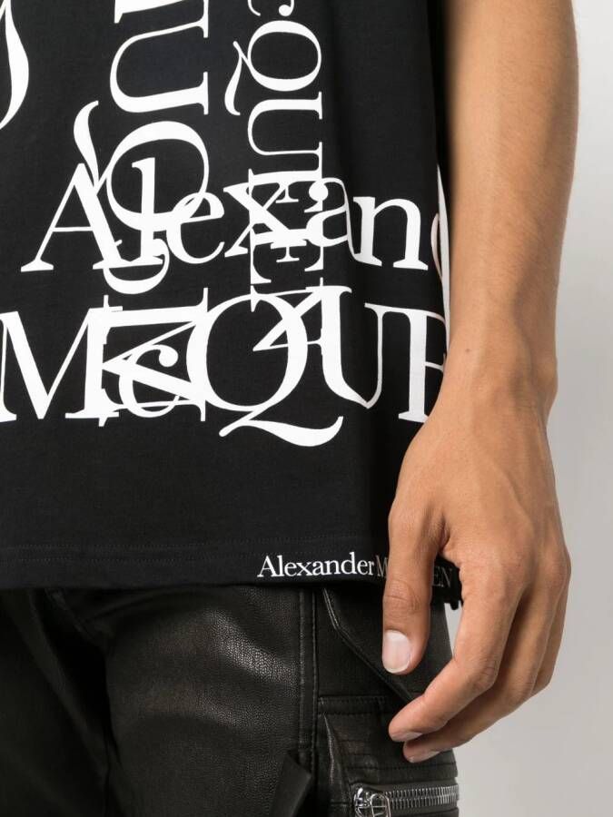 Alexander McQueen Katoenen T-shirt met logoprint Zwart