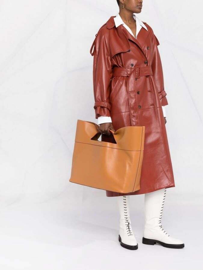 Alexander McQueen The Bow leren shopper Bruin