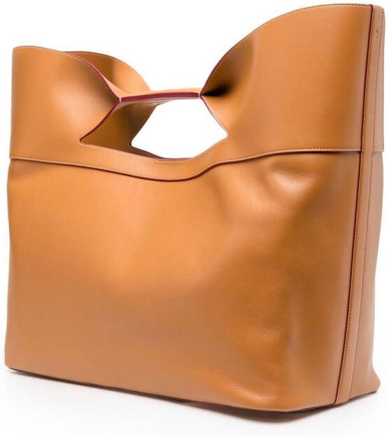 Alexander McQueen The Bow leren shopper Bruin