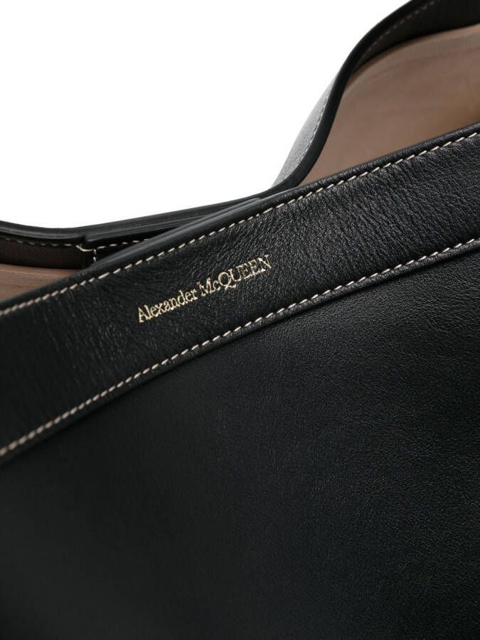 Alexander McQueen The Bow leren shopper Zwart