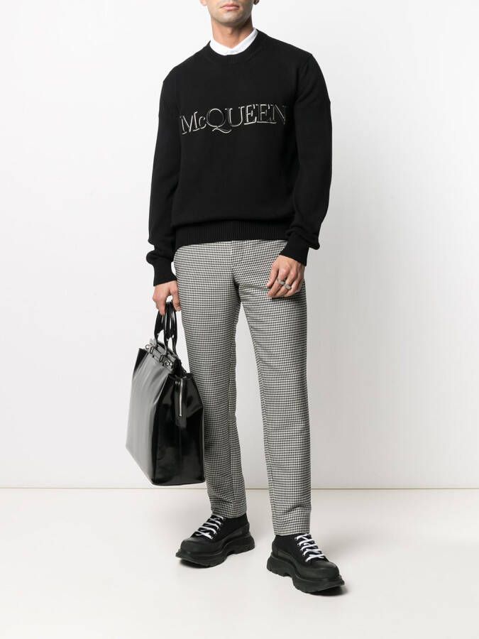 Alexander McQueen Trui met geborduurd logo Zwart