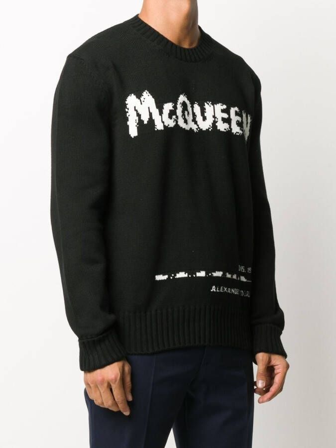 Alexander McQueen Trui met intarsia logo Zwart