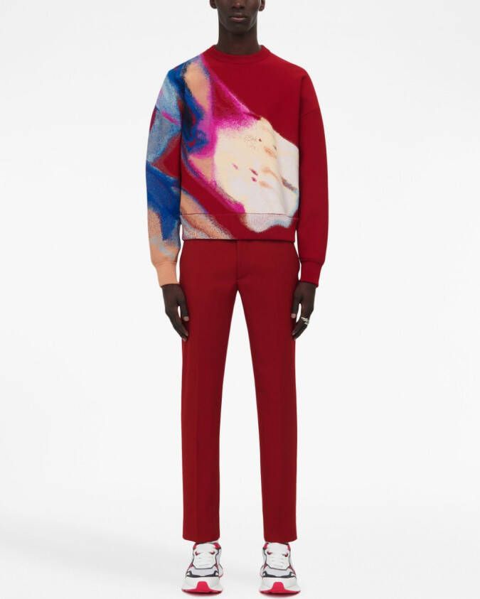 Alexander McQueen Trui met jacquard Rood