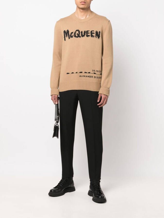 Alexander McQueen Trui met logoprint Beige