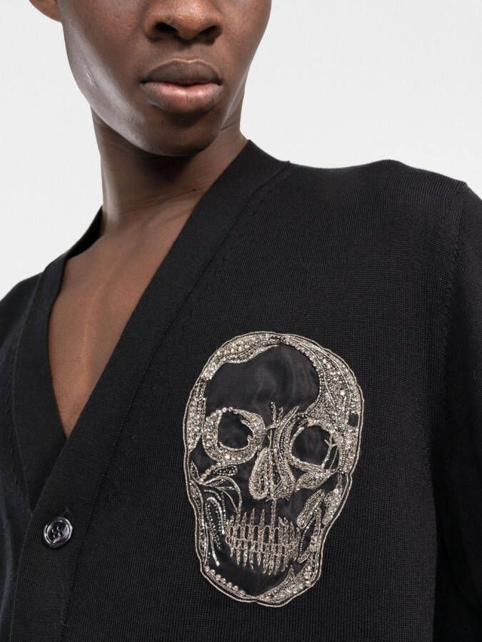 Alexander McQueen Vest verfraaid met doodskop patch Zwart