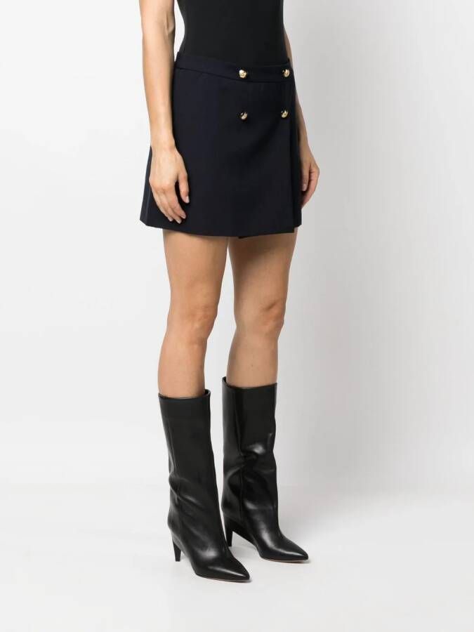 Alexander McQueen Mini-rok van wol-katoenblend Blauw