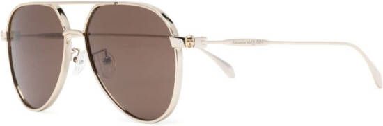 Alexander McQueen Zonnebril met piloten montuur Goud