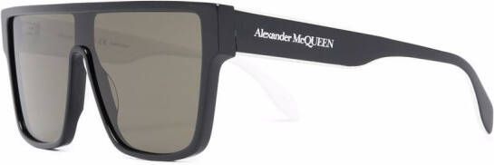 Alexander McQueen Zonnebril met vierkant montuur Zwart