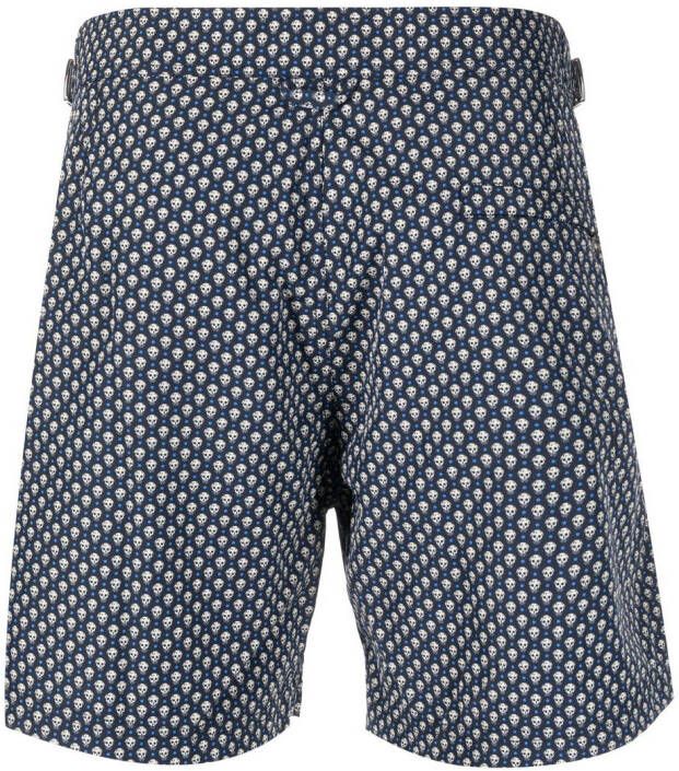 Alexander McQueen Zwembroek met doodskopprint Blauw