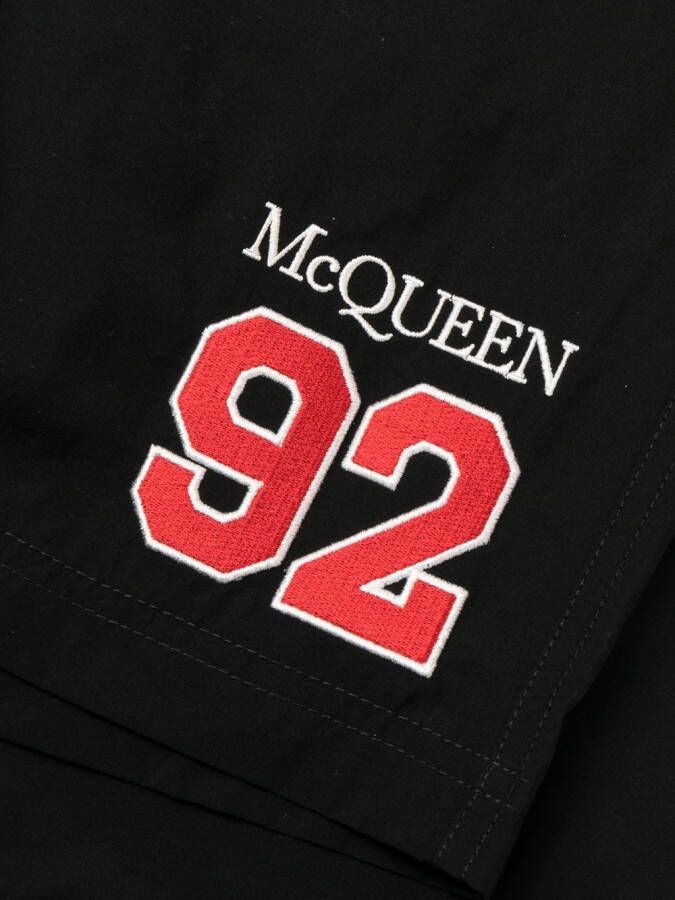 Alexander McQueen Zwembroek met geborduurd logo Zwart
