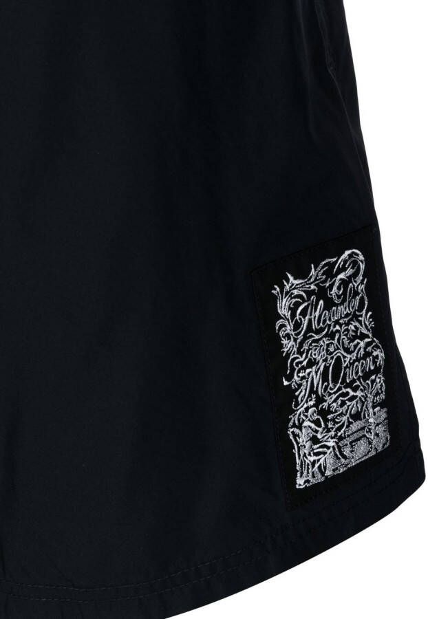 Alexander McQueen Zwembroek met logopatch Zwart