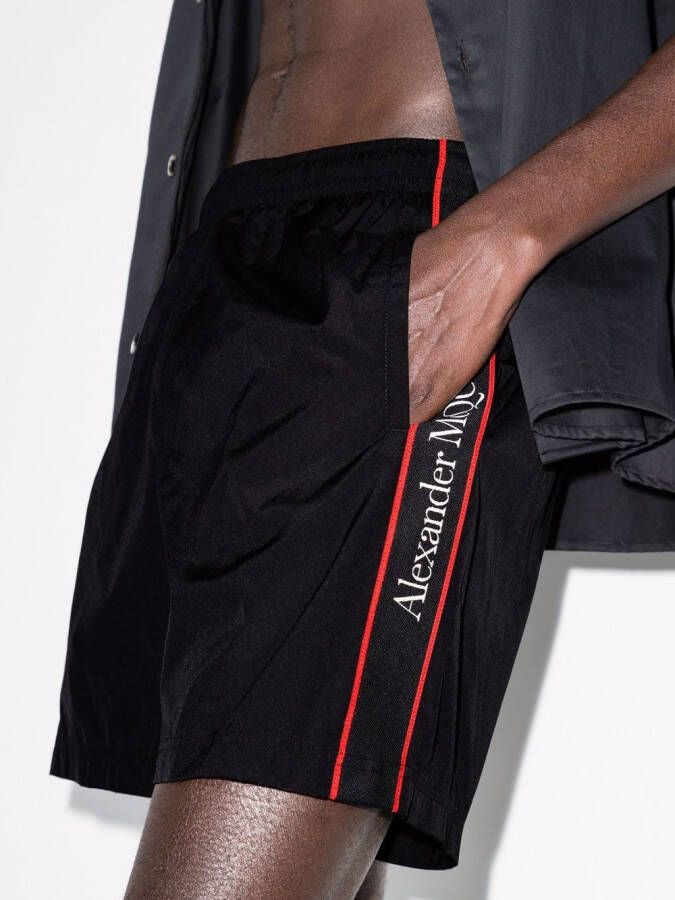 Alexander McQueen Zwembroek met logoband Zwart