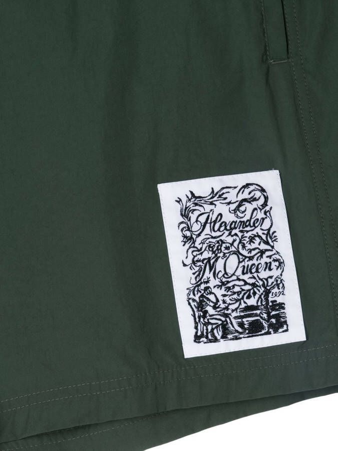Alexander McQueen Zwembroek met logopatch Groen
