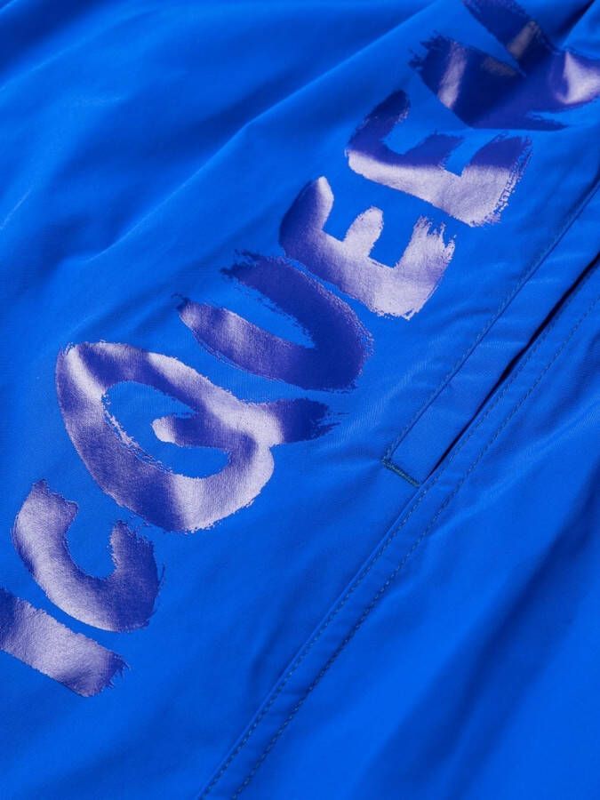 Alexander McQueen Zwembroek met logoprint Blauw