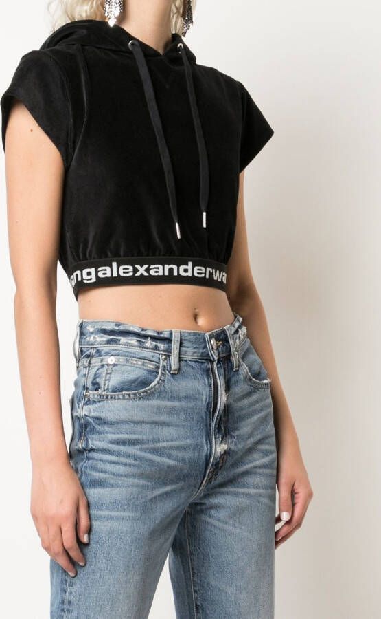 Alexander Wang Cropped hoodie Zwart