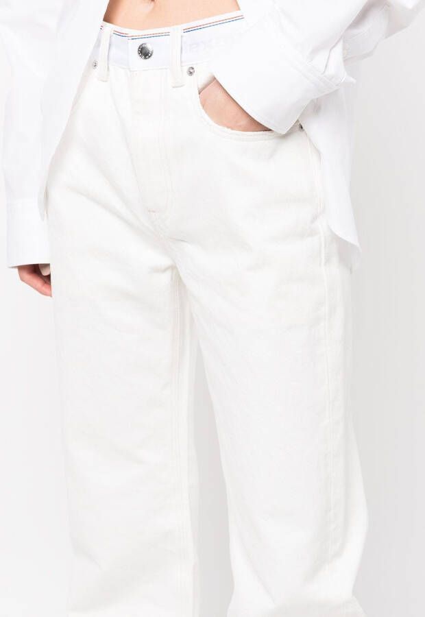 Alexander Wang Jeans met logo tailleband Wit