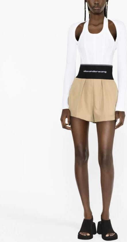 Alexander Wang Shorts met logo taille Beige