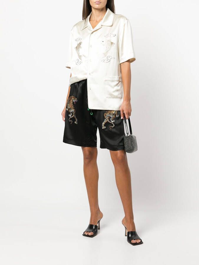 Alexander Wang Pyjamashorts met geborduurde tijger Zwart