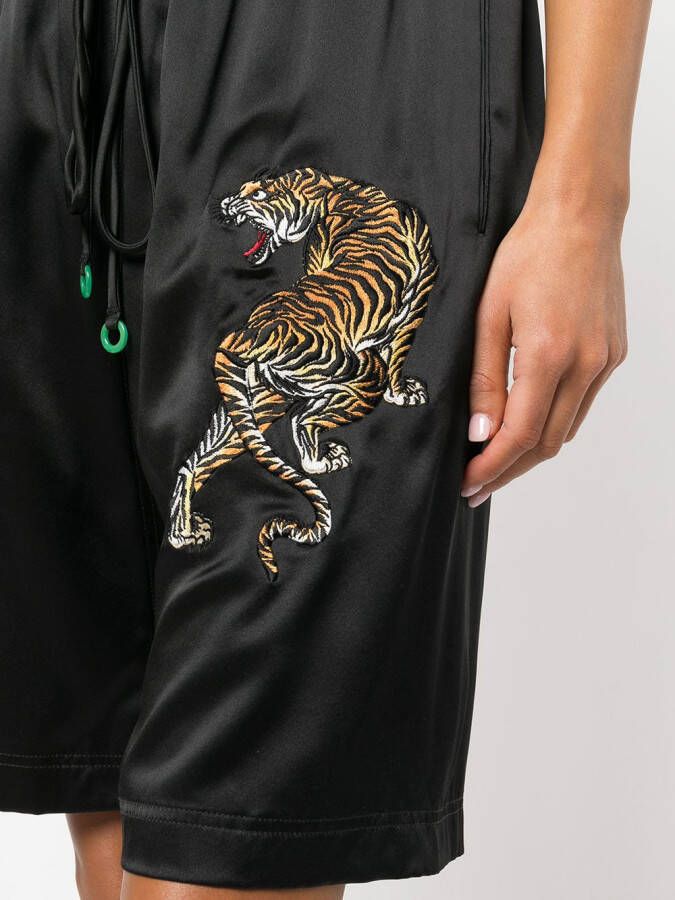 Alexander Wang Pyjamashorts met geborduurde tijger Zwart
