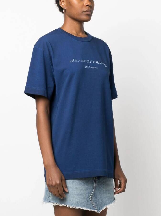 Alexander Wang T-shirt met logo-reliëf Blauw