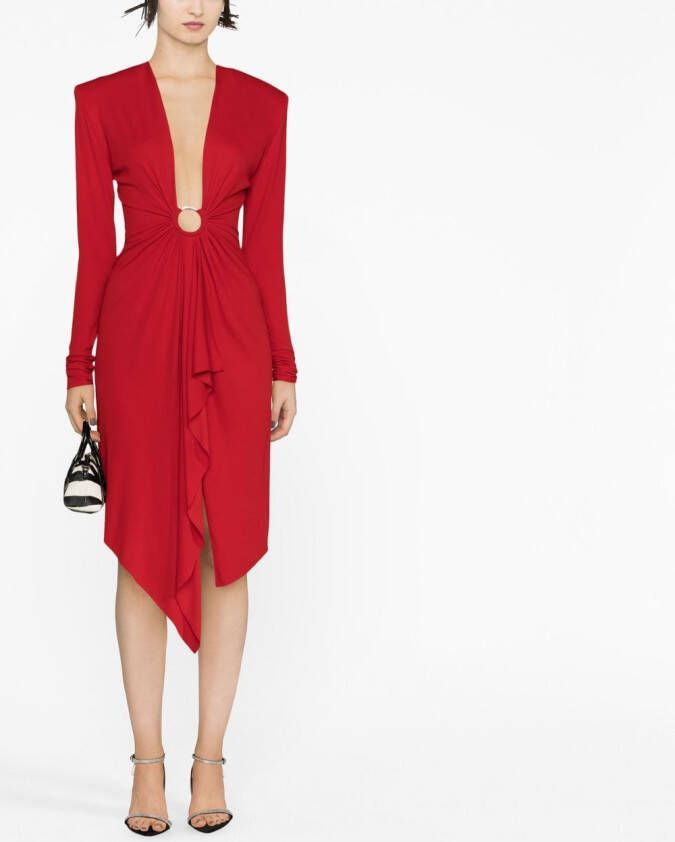 Alexandre Vauthier Midi-jurk met gedrapeerd detail Rood
