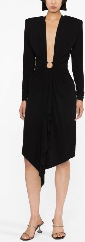 Alexandre Vauthier Midi-jurk met V-hals Zwart