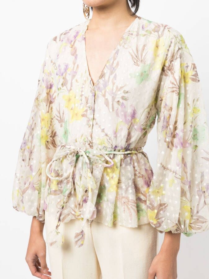 Alexis Blouse met geborduurde bloemen Beige