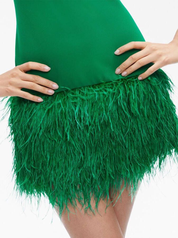 alice + olivia Mini-jurk met veren afwerking Groen