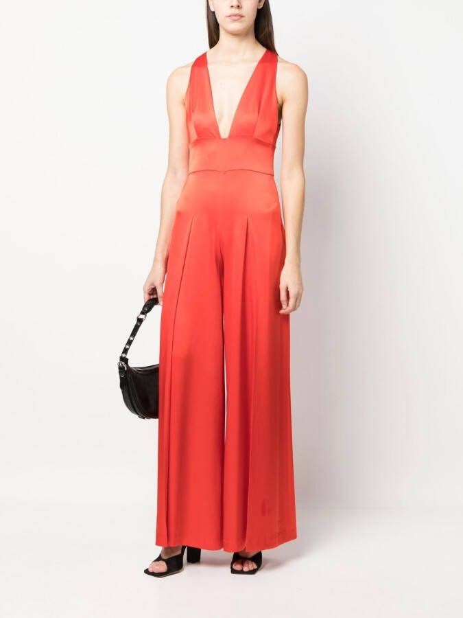 alice + olivia Jumpsuit met diepe hals Rood