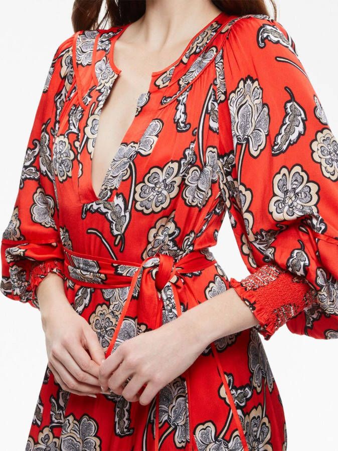 alice + olivia Lyla midi-jurk met bloemenprint Rood