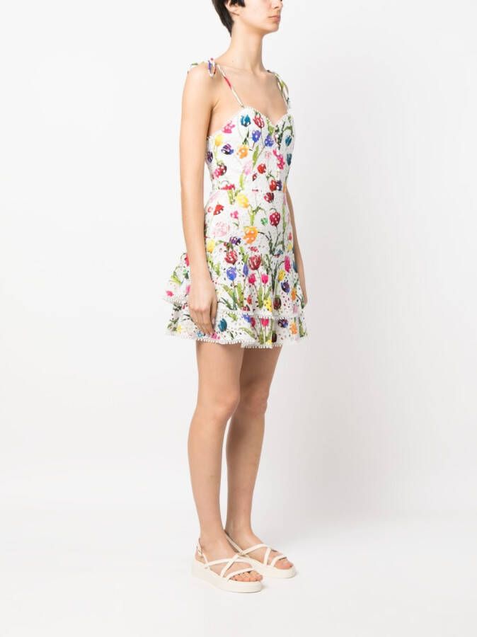 alice + olivia Mini-jurk met bloemenprint Wit