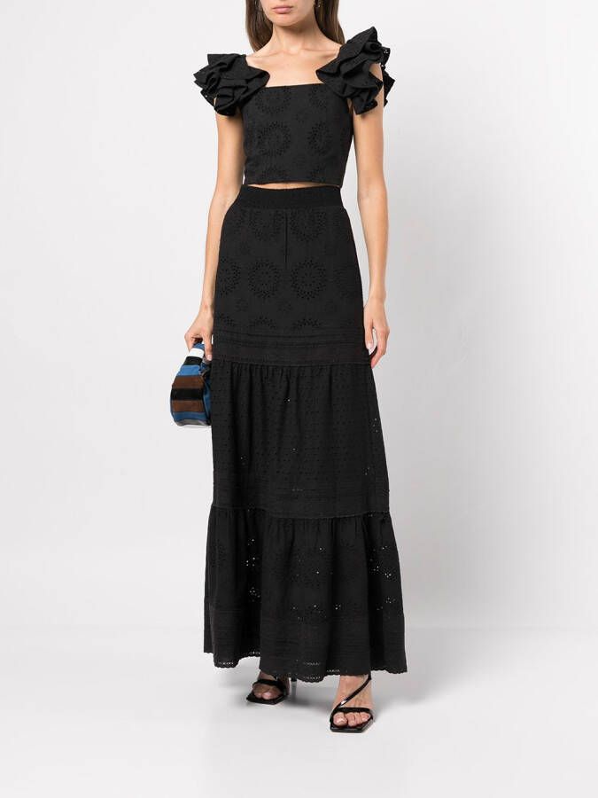 alice + olivia Gelaagde maxi-rok Zwart