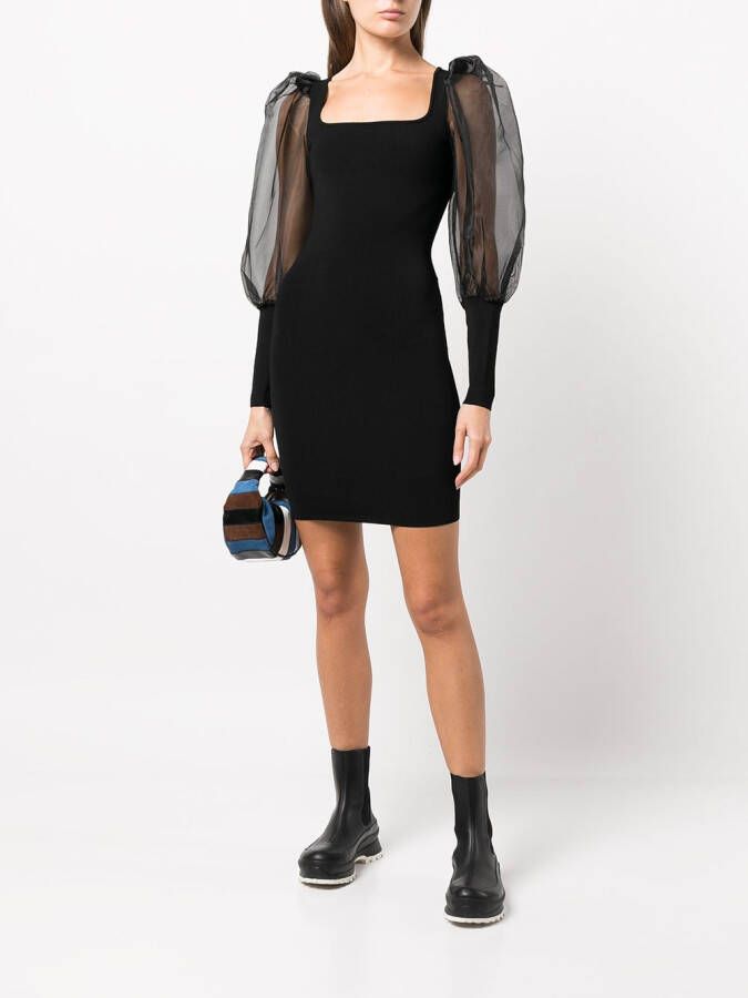 alice + olivia Mini-jurk met pofmouwen Zwart