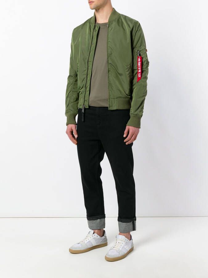 Alpha Industries cropped bomberjack Groen