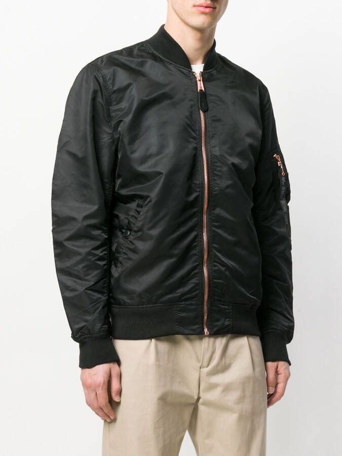 Alpha Industries Bomberjack met ruches Zwart