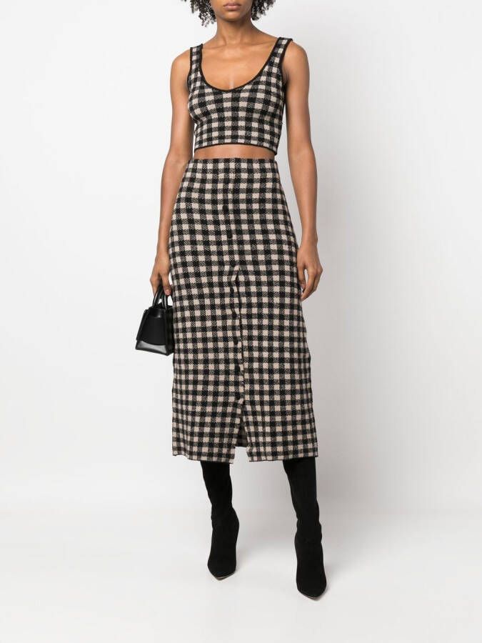 Altuzarra Argia cropped top met gingham ruit Bruin