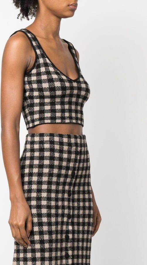 Altuzarra Argia cropped top met gingham ruit Bruin