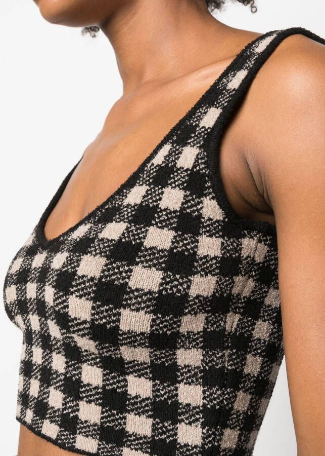 Altuzarra Argia cropped top met gingham ruit Bruin