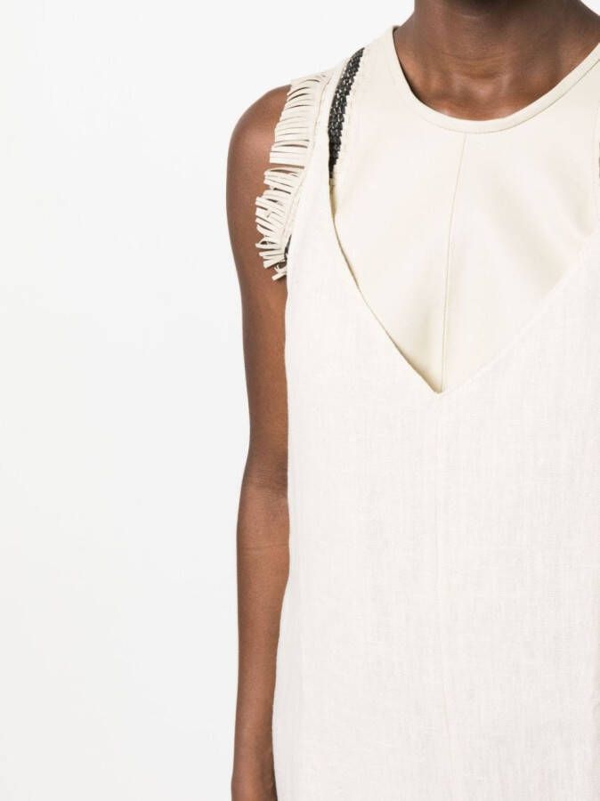 Alysi Maxi-jurk met leren top Beige