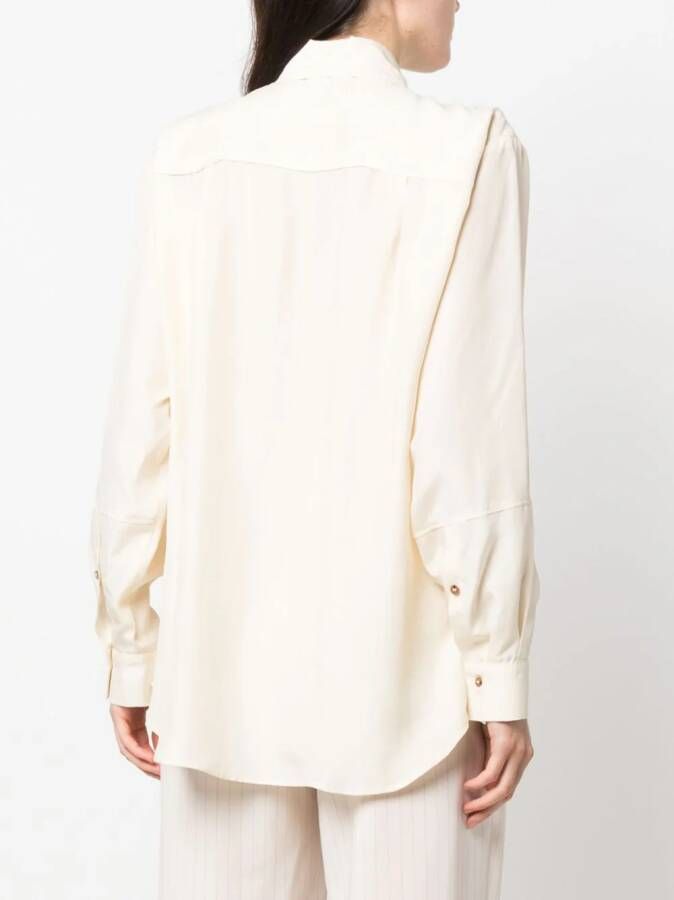 Alysi Zijden blouse Beige