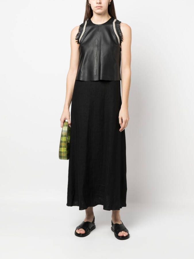 Alysi Maxi-jurk met leren top Zwart