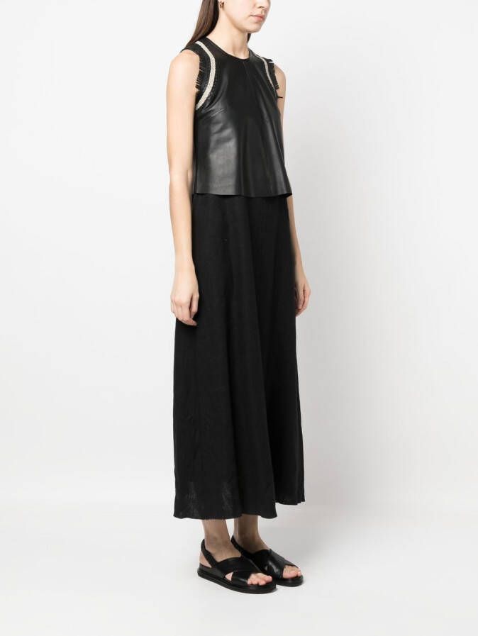 Alysi Maxi-jurk met leren top Zwart