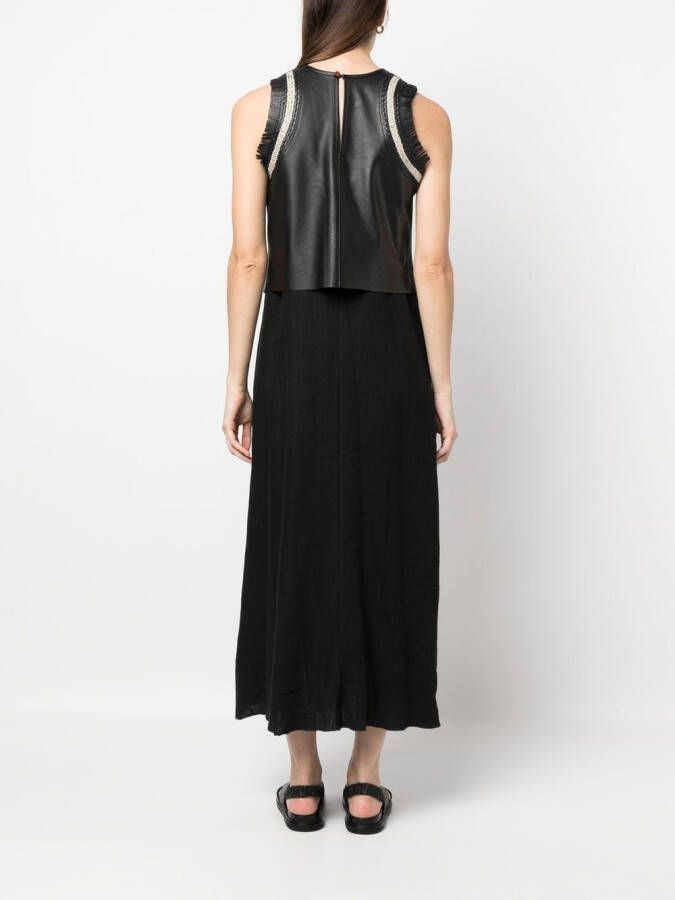 Alysi Maxi-jurk met leren top Zwart