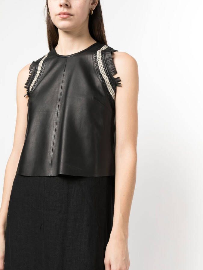 Alysi Maxi-jurk met leren top Zwart