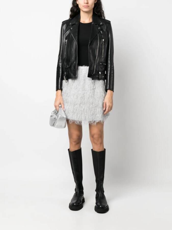 Alysi Mini-rok met veren Zilver
