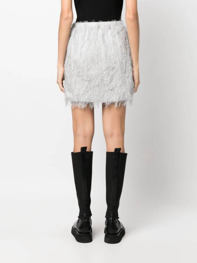 Alysi Mini-rok met veren Zilver