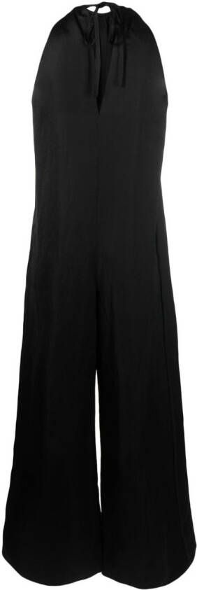 Alysi Satijnen jumpsuit Zwart