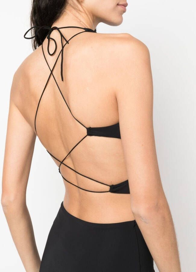 Amazuìn Midi-jurk met open rug Zwart